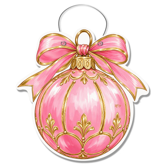 Pink and Festive Ornament Door Hanger
