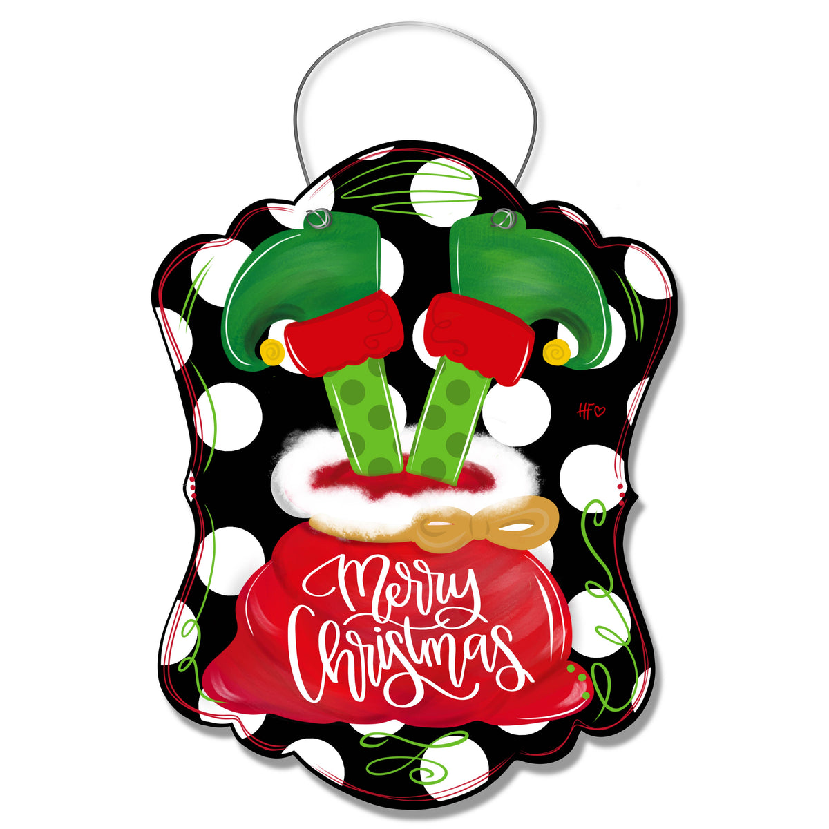 Polka Dots and Elf Feet Door Hanger