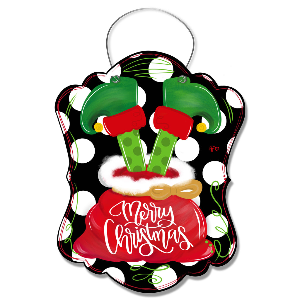 Polka Dots and Elf Feet Door Hanger