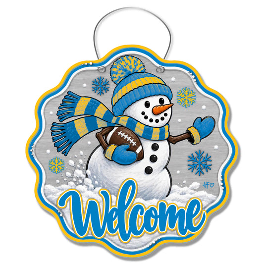 LAC Snowman Football Door Hanger