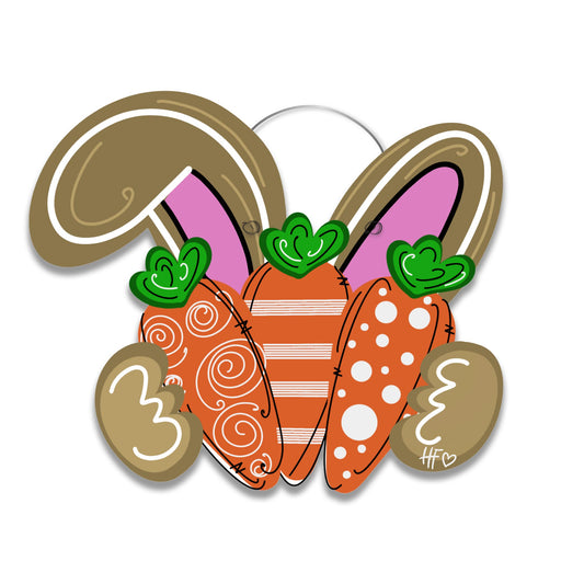 Rabbit Ears with Carrots Door Hanger