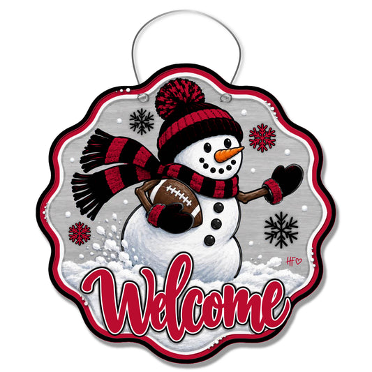 UGA Snowman Football Door Hanger