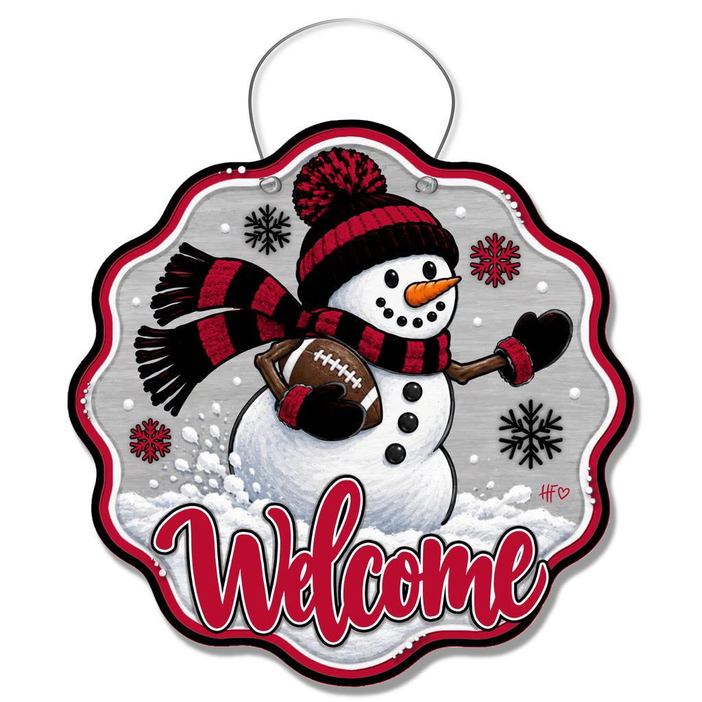 UGA Snowman Football Door Hanger