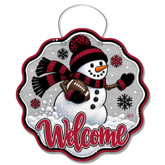 ATL Snowman Football Door Hanger