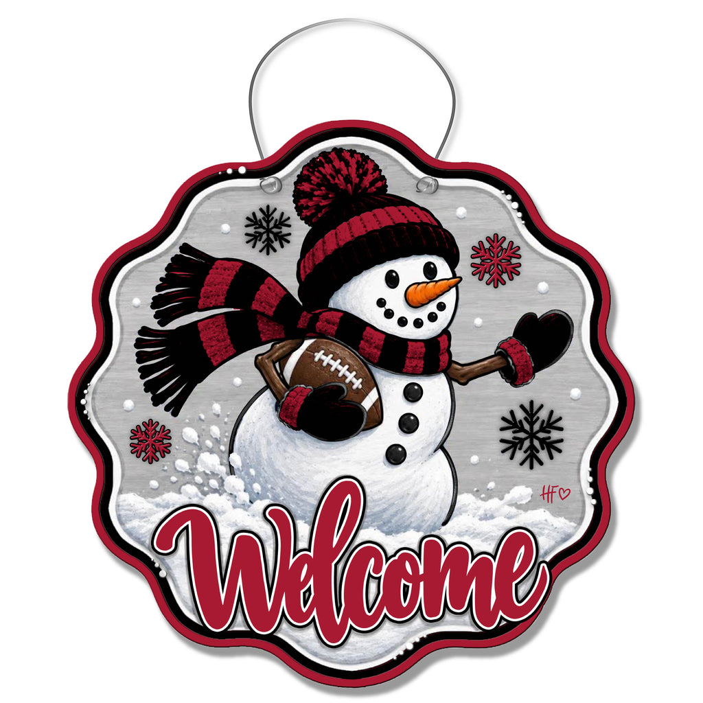ATL Snowman Football Door Hanger