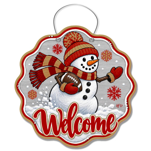 SF Snowman Football Door Hanger