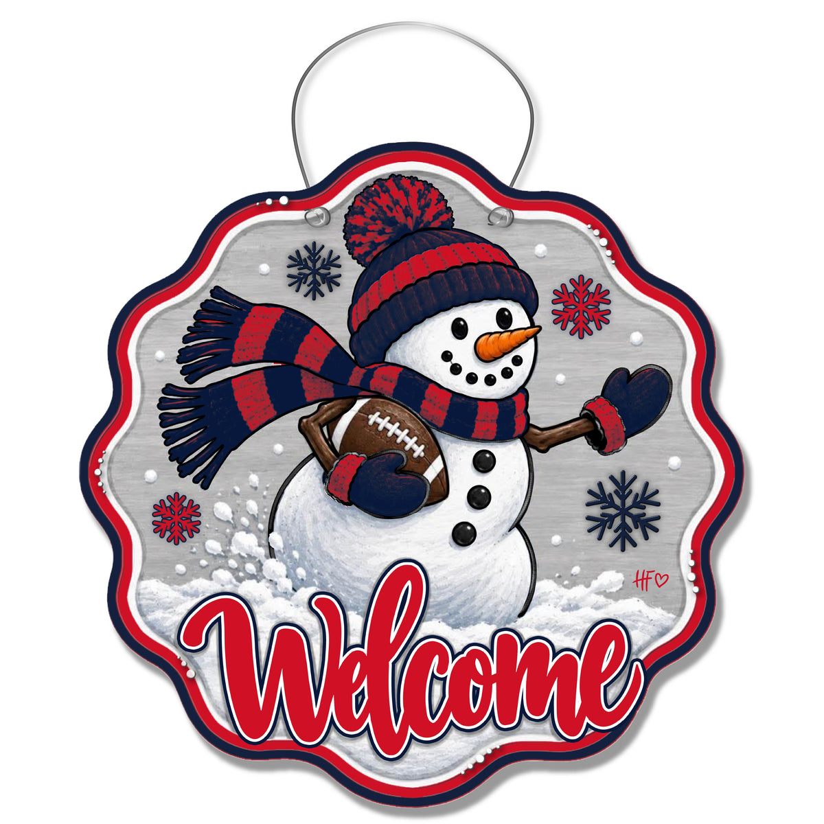 MISS Snowman Football Door Hanger