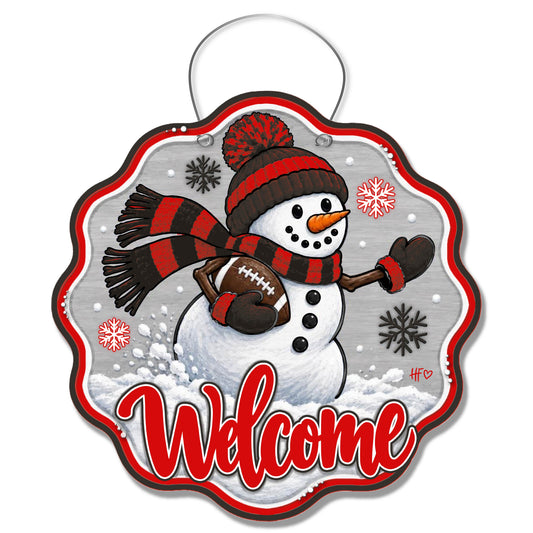 TB Snowman Football Door Hanger