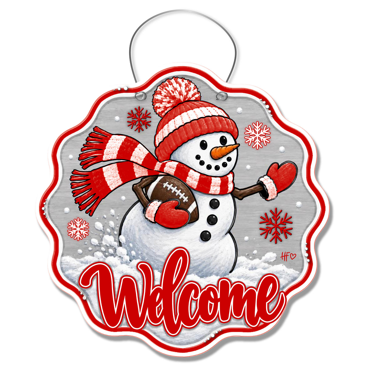 UTAH Snowman Football Door Hanger
