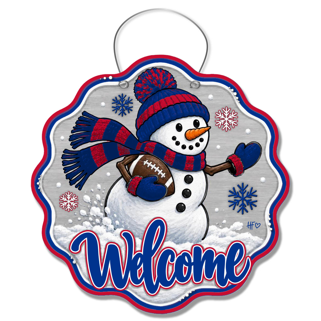 BUF Snowman Football Door Hanger