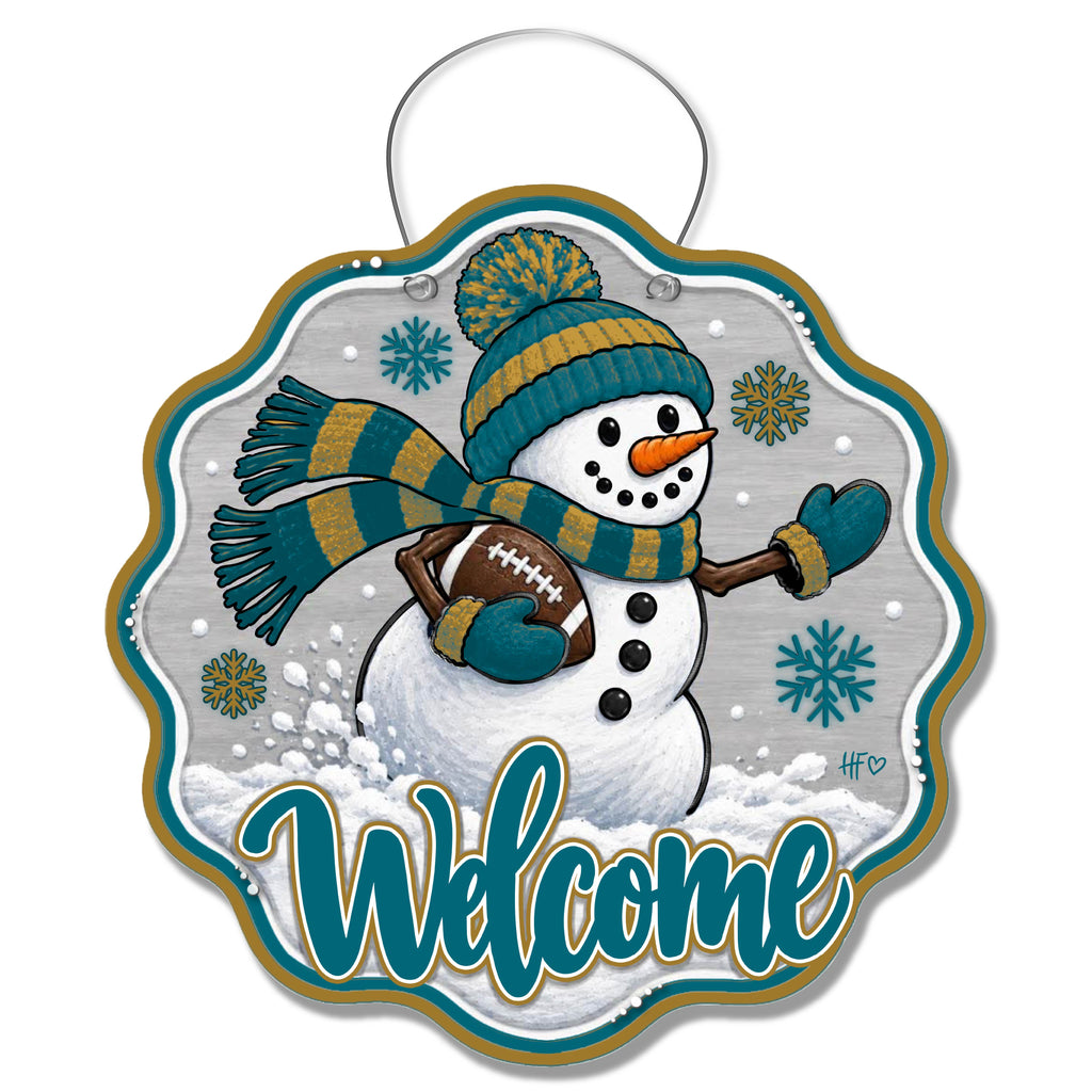 JAX Snowman Football Door Hanger