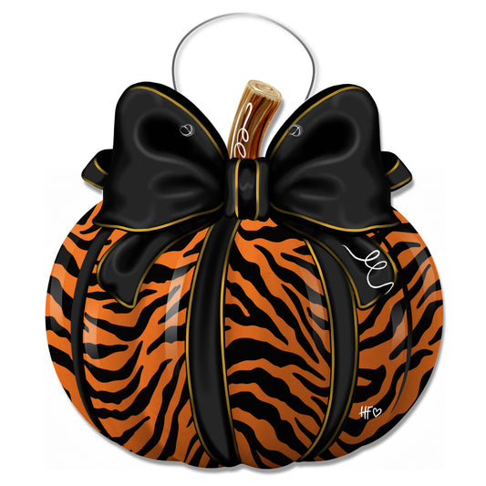 Tiger Pumpkin Door Hanger