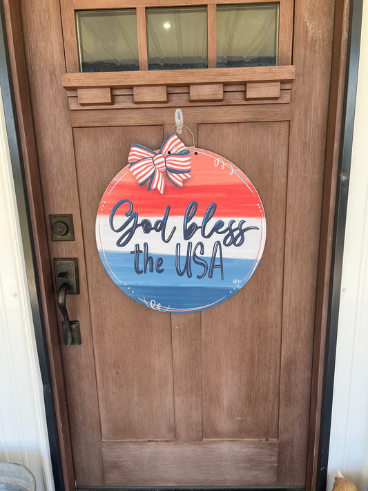 God Bless the USA Soft Colors Door Hanger