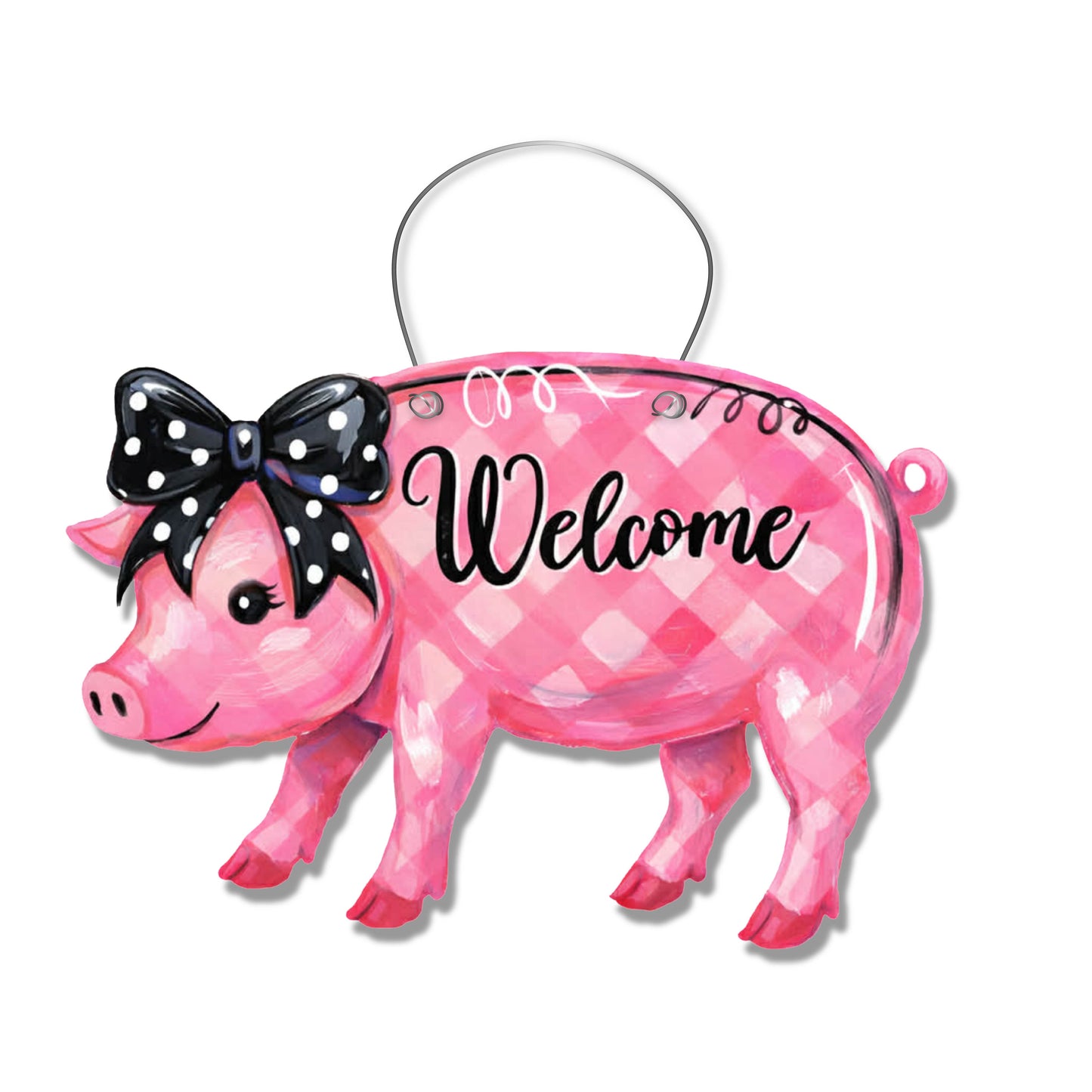 Pink Pig Welcome Door Hanger