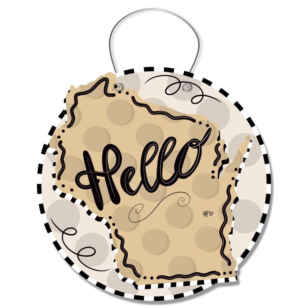 Dot States Wisconsin Door Hanger